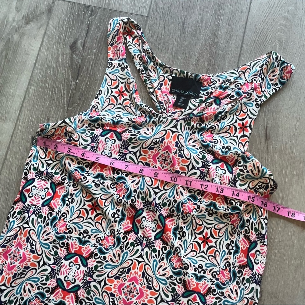 Cynthia Rowley Floral Athletic Dress L racer back - Picture 7 of 7